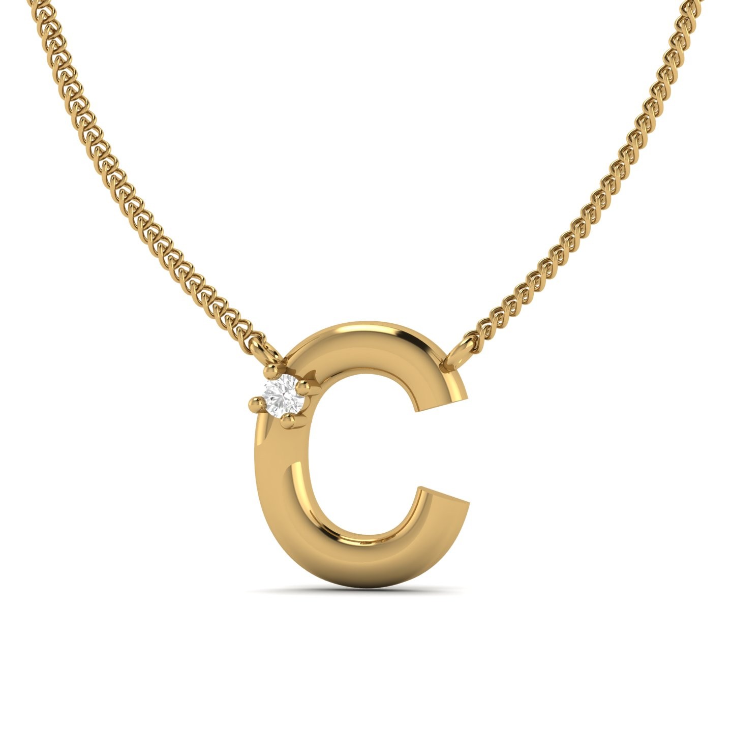 C Initial Necklace Round Cut 0.01 CT 