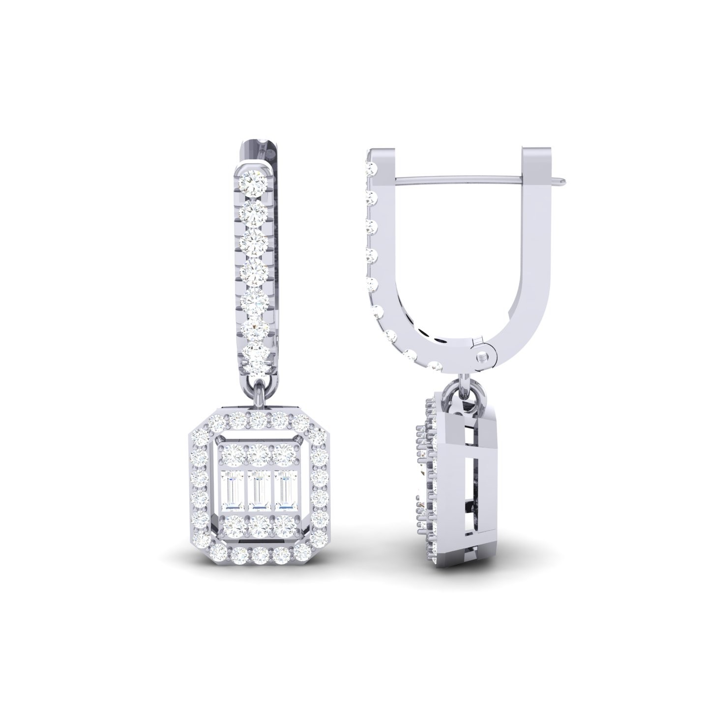 Diamond Drop Earrings Baguette Cut 1.33 CT Jane