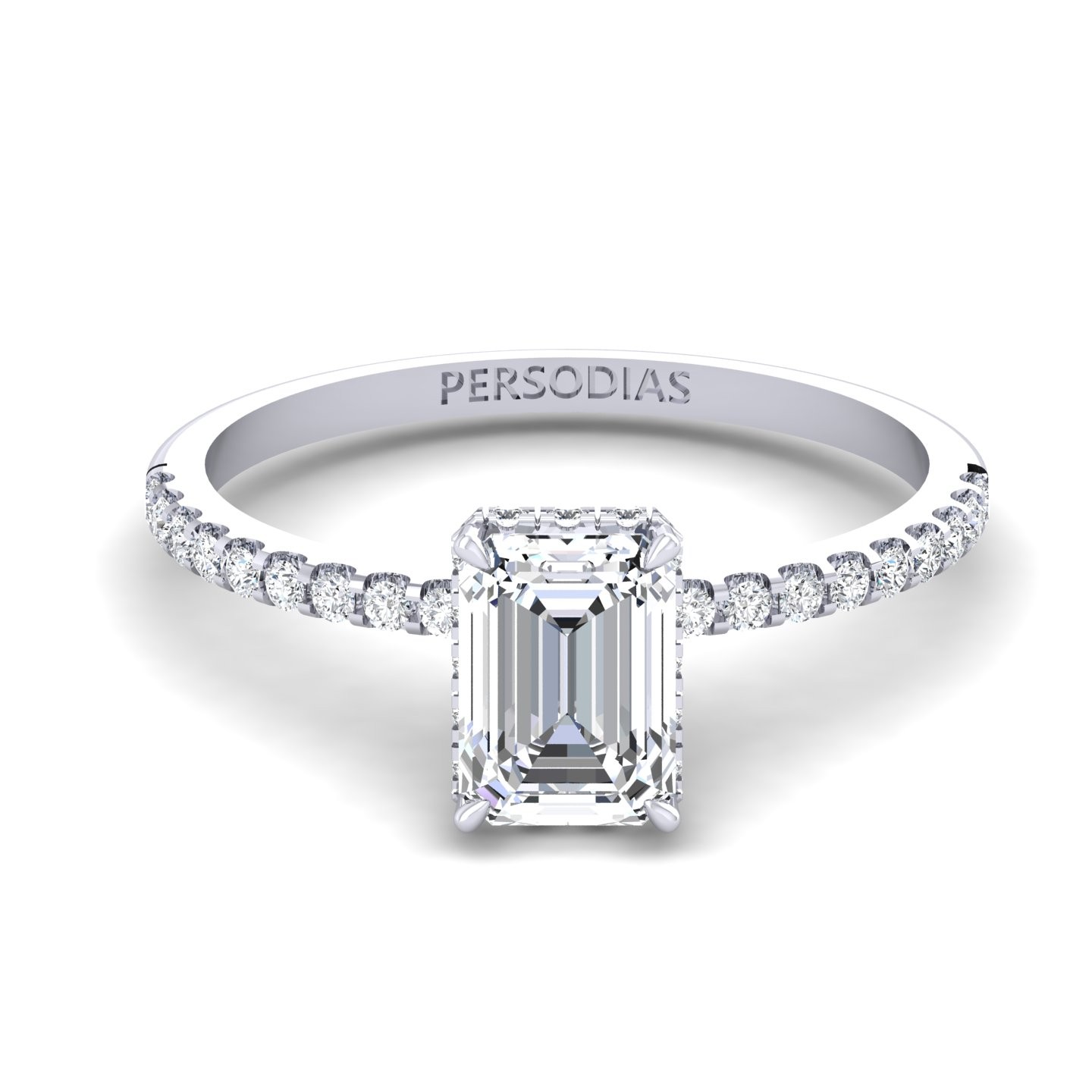 Diamond Halo Engagement Ring Diamond Emerald Cut 1.22 Ct Sasha