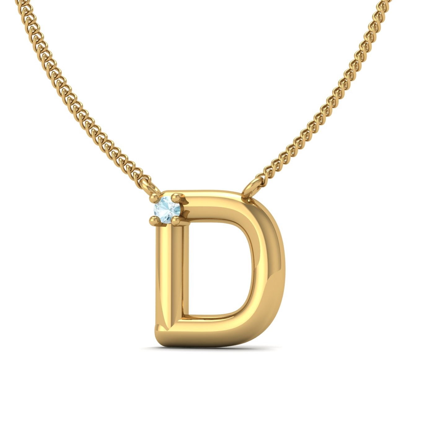 D Initial Necklace Round Cut 0.01 CT 