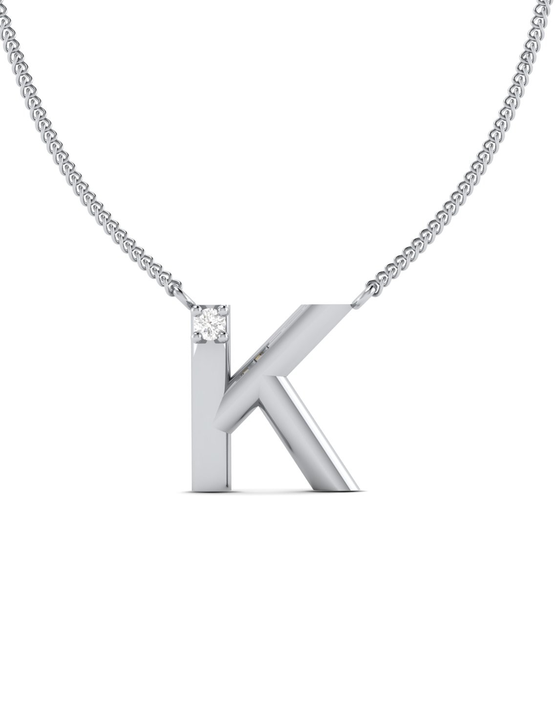 K Initial Necklace Round Cut 0.01 CT 