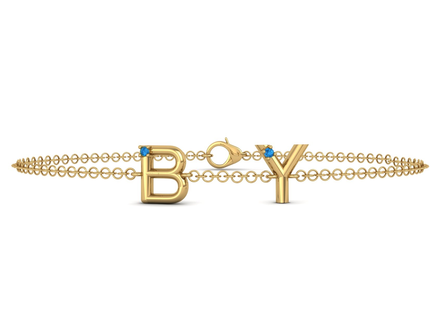 Two Letter Initial Chain Bracelet 0.02 CT 