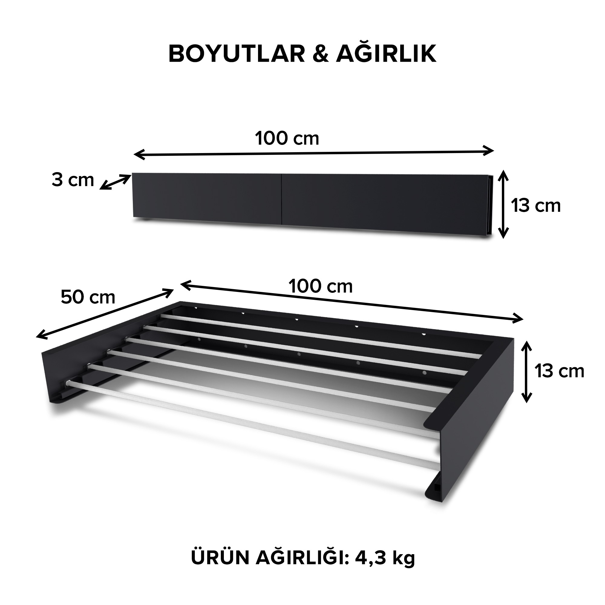 Urban Nouk LuxeDry Duvara Monte Estetik ve Pratik Dayanıklı Metal Malzemeli Çamaşırlık