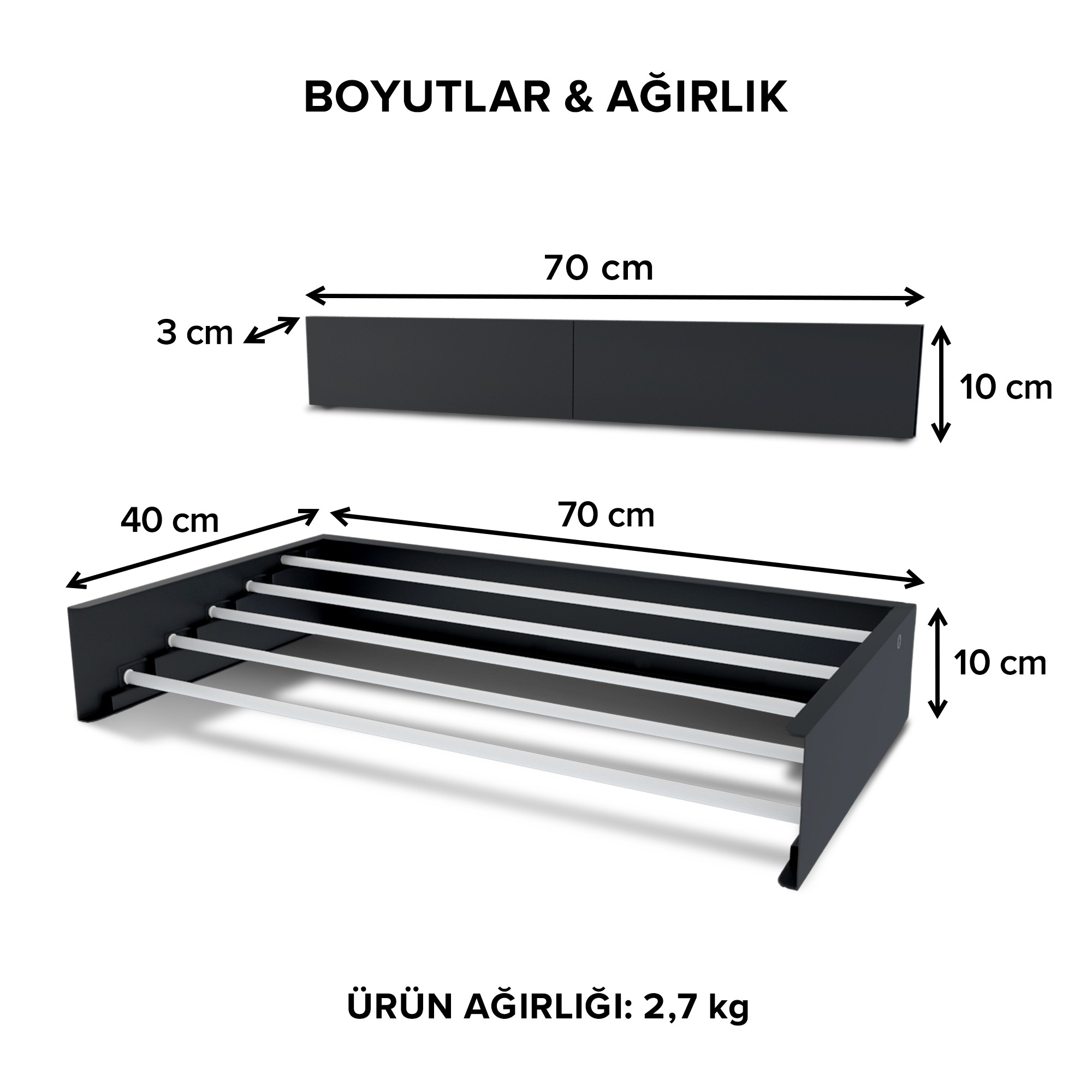 Urban Nouk LuxeDry Duvara Monte Estetik ve Pratik Dayanıklı Metal Malzemeli Çamaşırlık