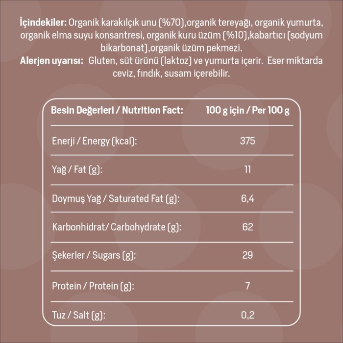 Organik Karakılçıklı Üzümlü Kurabiye 55 Gr