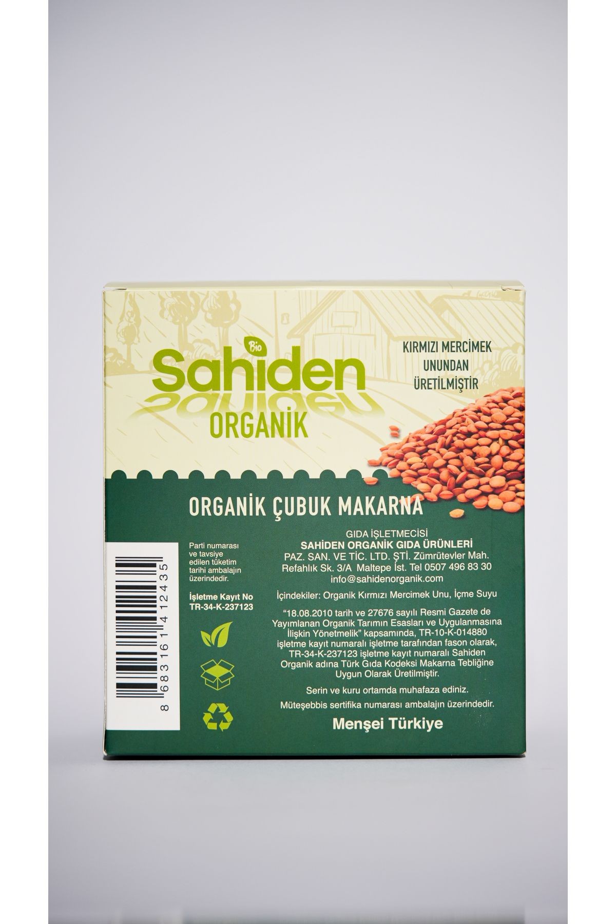 Organik Çubuk Makarna Vegan Kırmızı Mercimek - 400 gr
