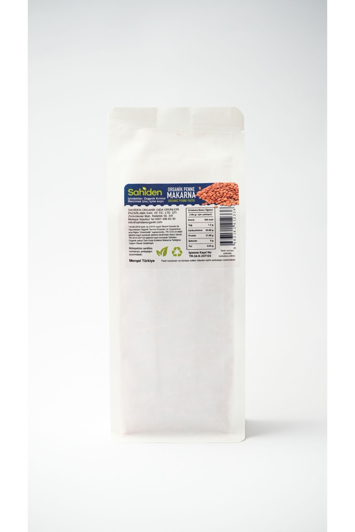 Organik Penne Vegan Kırmızı Mercimek Tahıl Makarnası - 350 gr