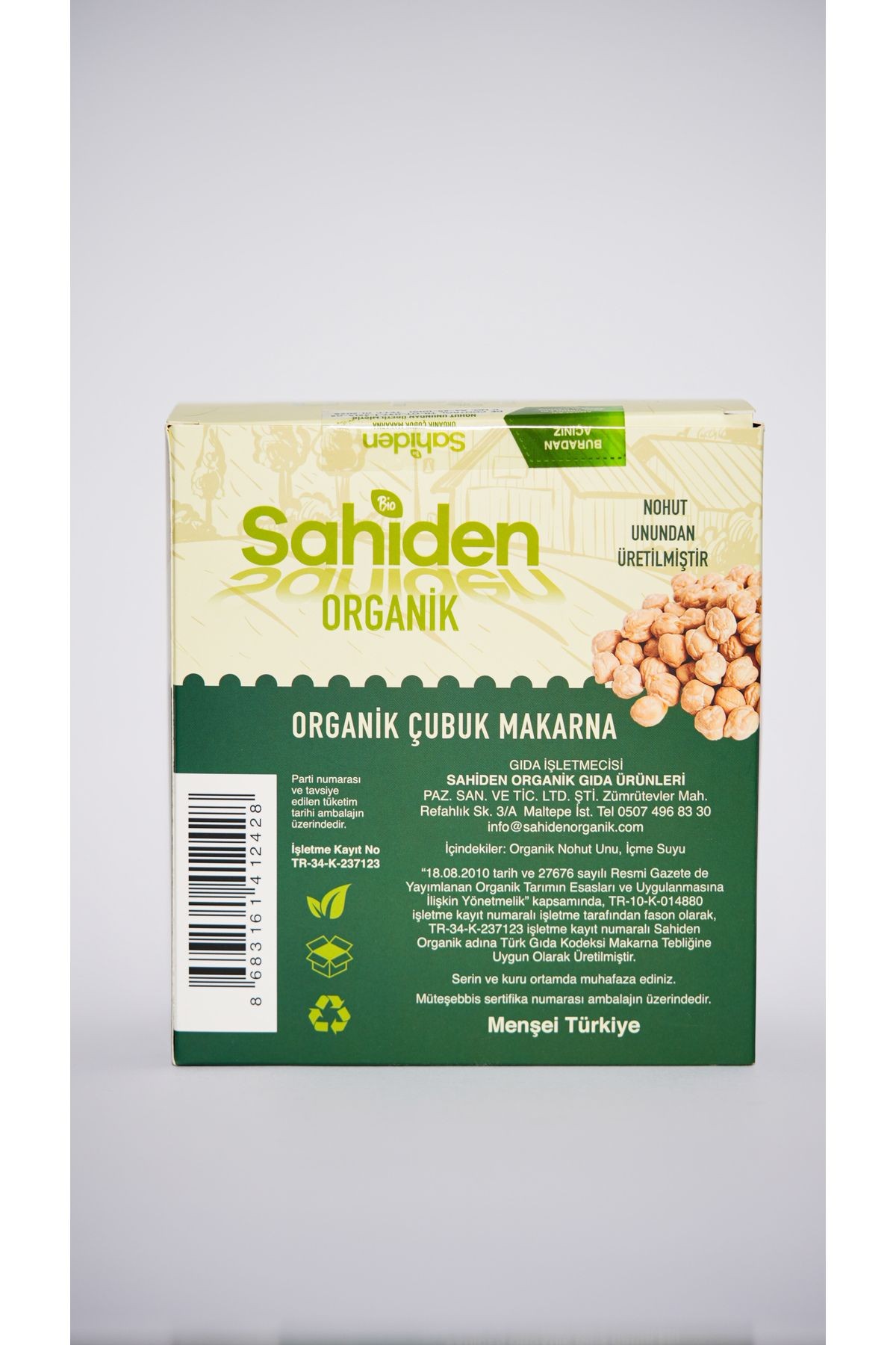 Organik Çubuk Makarna Vegan Nohut - 400 gr