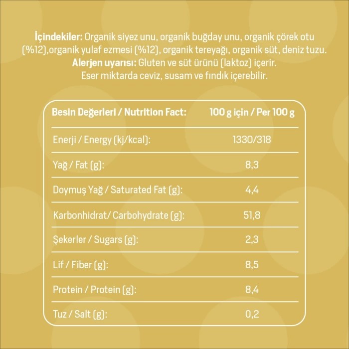 Organik Siyezli Yaprak Galeta 55 g