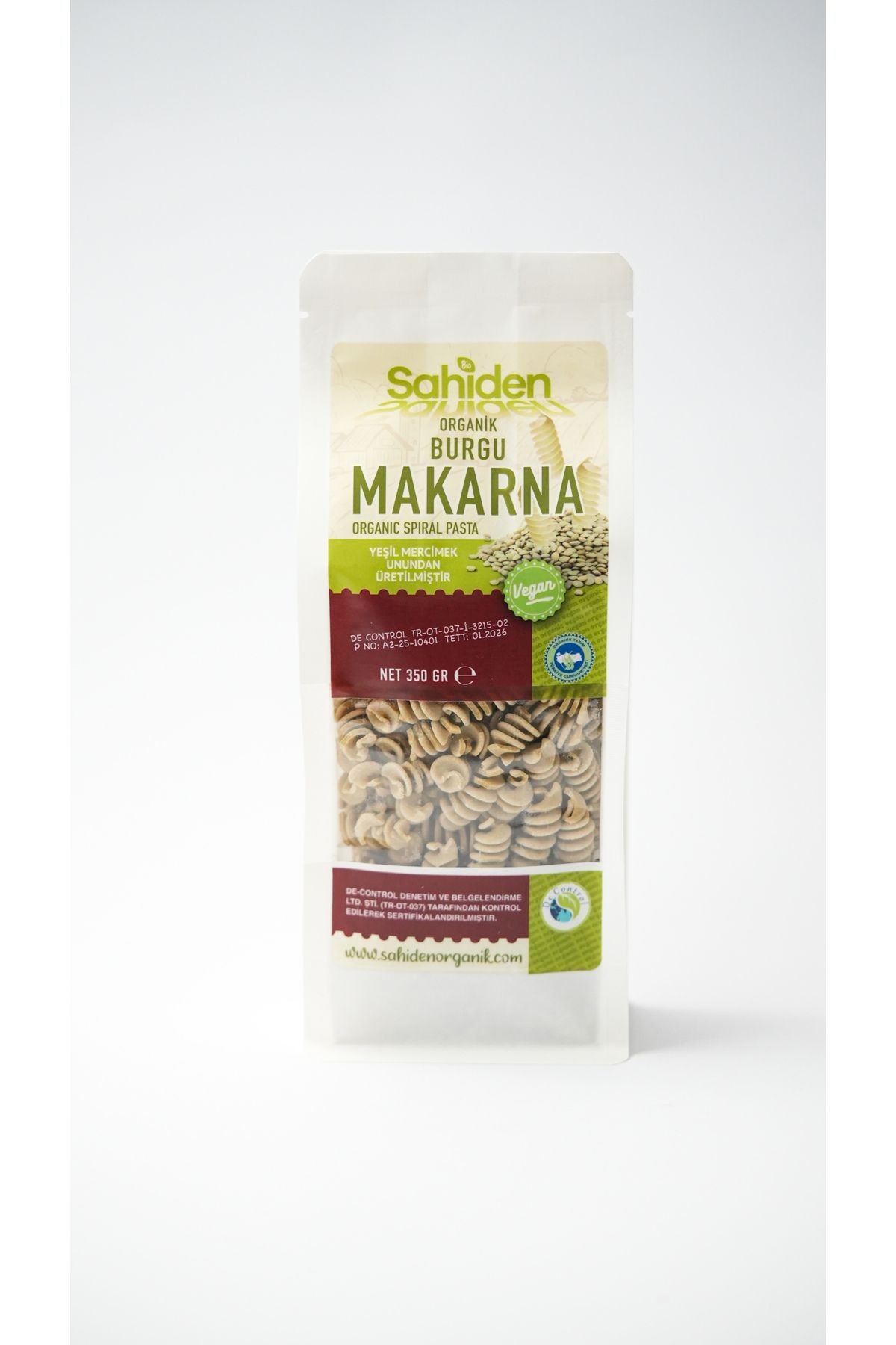 Organik Burgu Vegan Yeşil Mercimek Makarnası - 350 gr