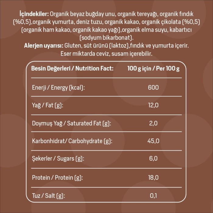 Organik Çikolatalı Fındıklı Biscotti 55 g