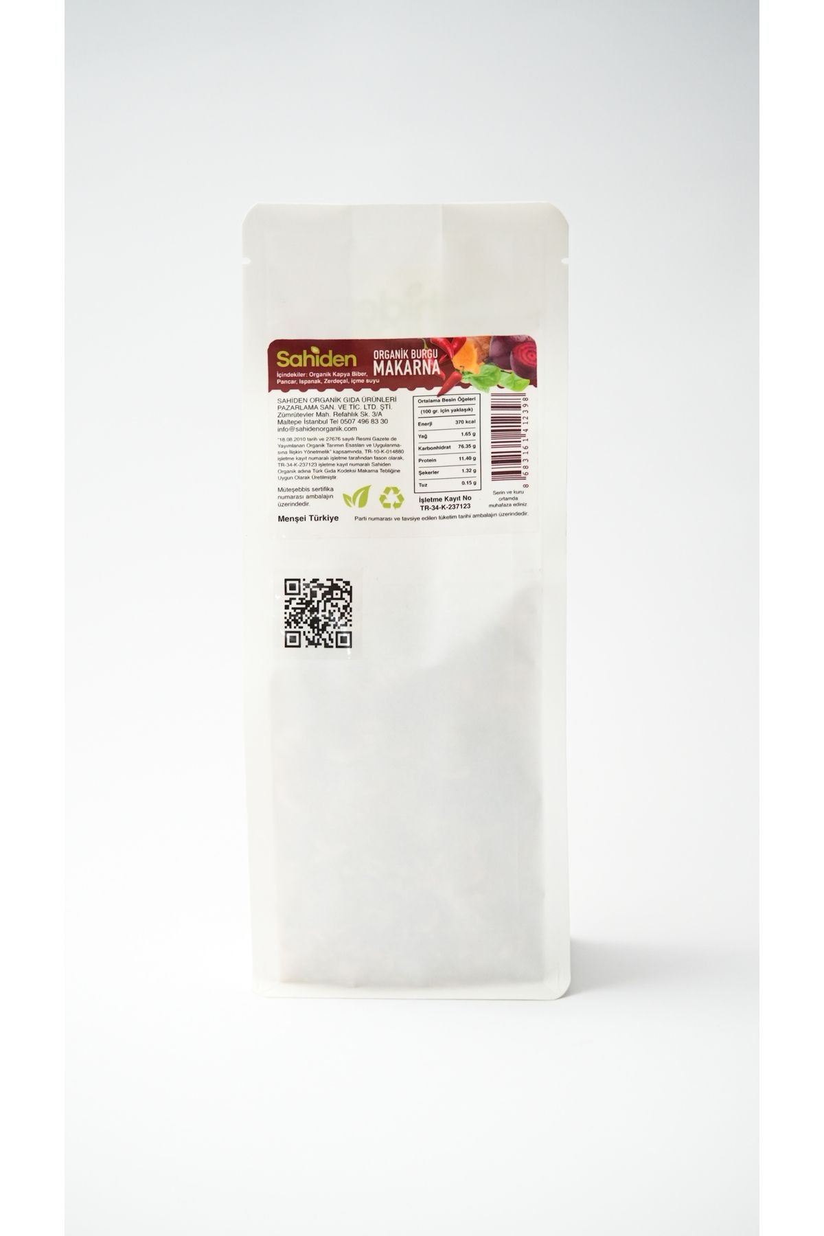 Organik Sebzeli Burgu Makarna - 350 gr