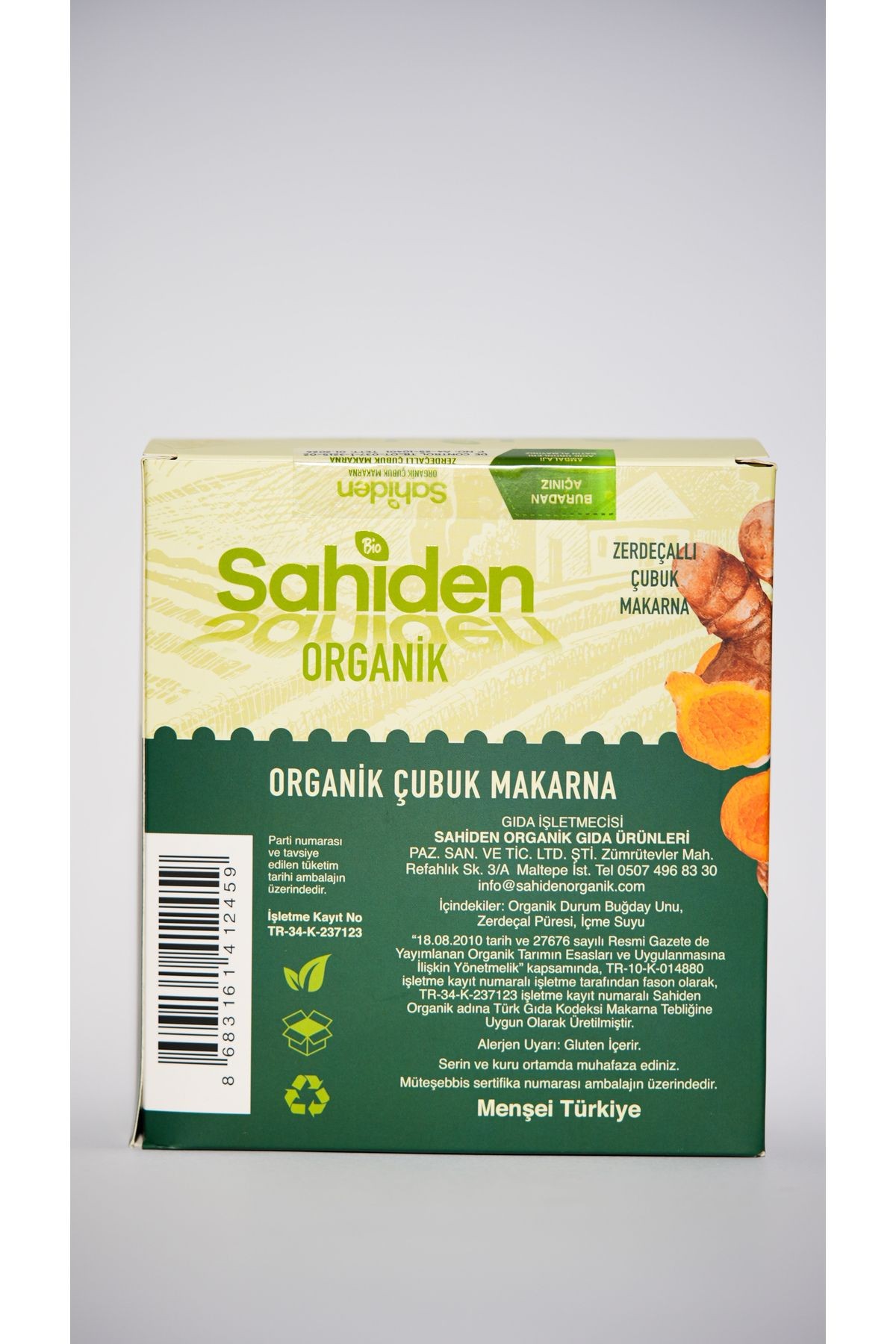 Organik Çubuk Makarna Vegan Zerdeçallı - 400 gr