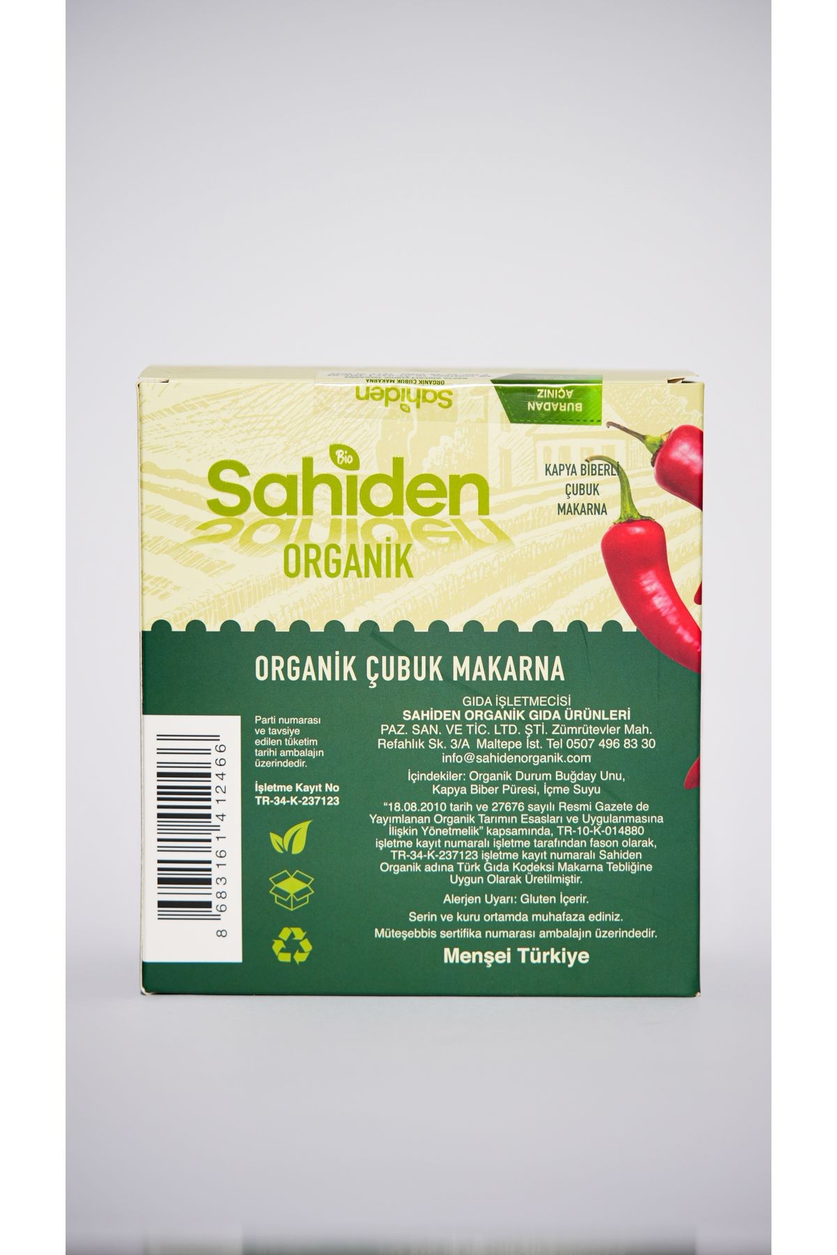 Organik Çubuk Makarna Vegan Kapya Biberli - 400 gr