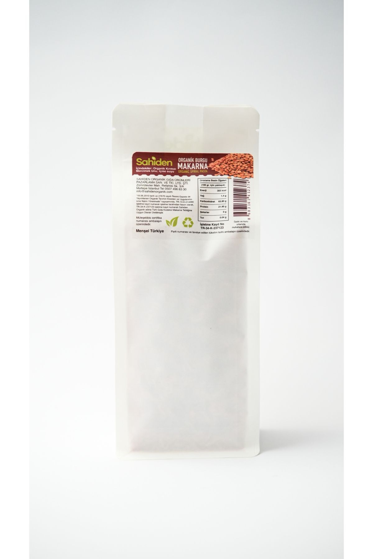Organik Burgu Vegan Kırmızı Mercimek Makarnası - 350 gr