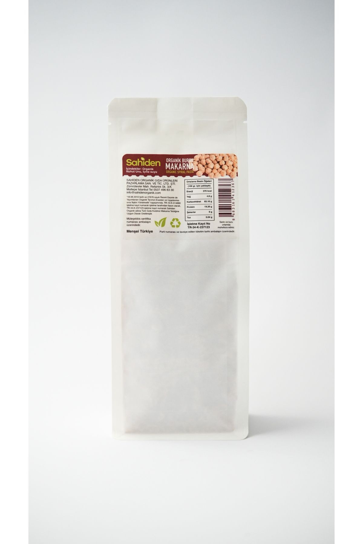Organik Burgu Vegan Nohut Tahıl Makarnası - 350 gr