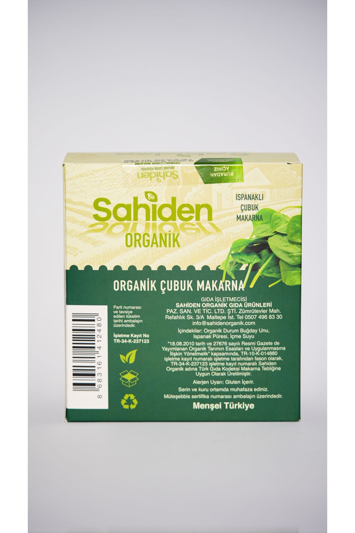 Organik Çubuk Makarna Vegan Ispanaklı - 400 gr