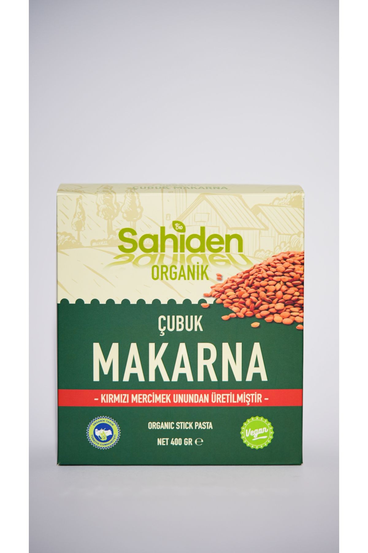 Organik Çubuk Makarna Vegan Kırmızı Mercimek - 400 gr