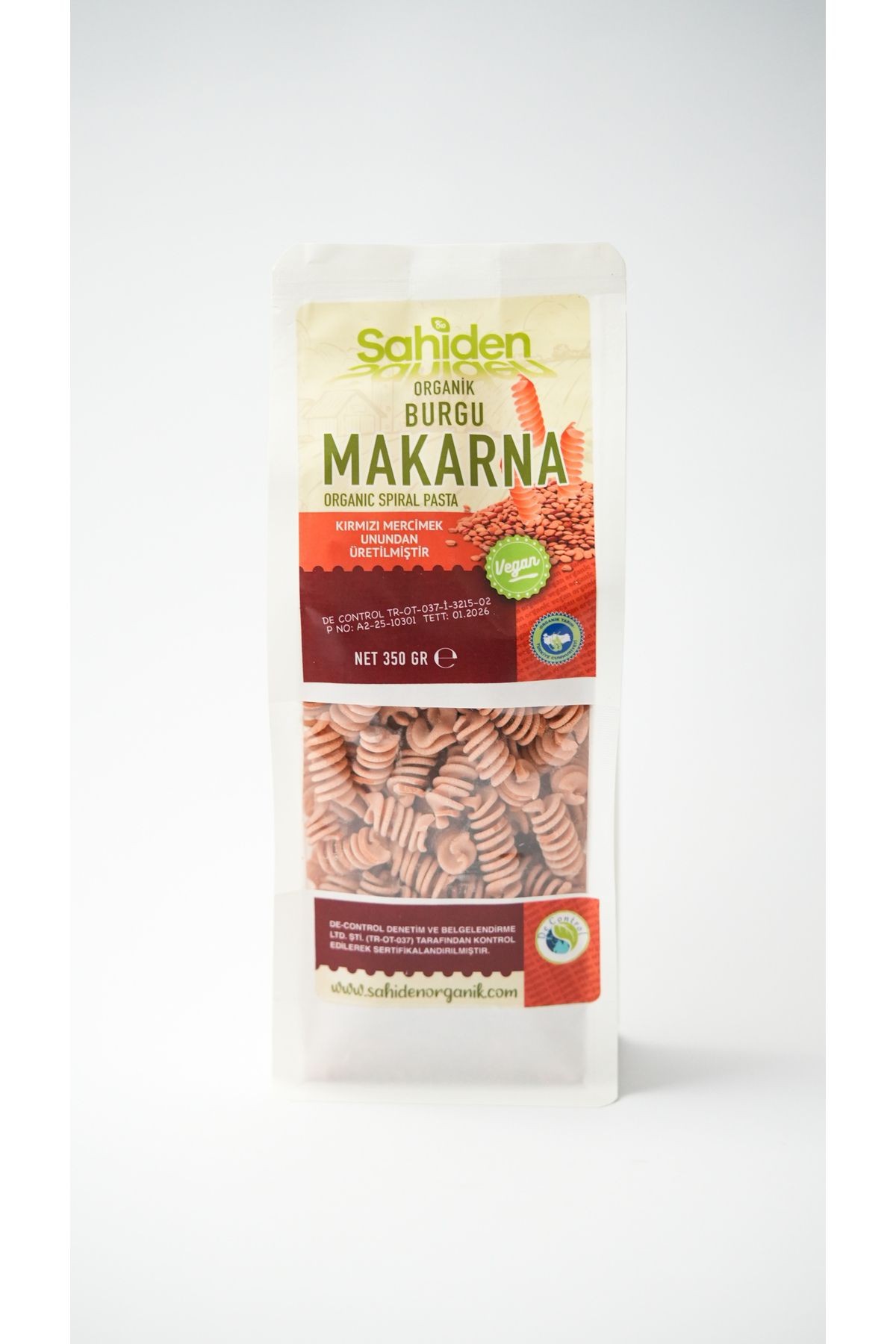 Organik Burgu Vegan Kırmızı Mercimek Makarnası - 350 gr