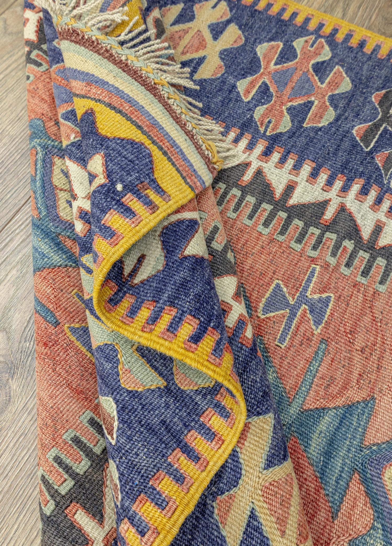 Firas Rustik Tasarımlı Yün Kilim 81x152 cm