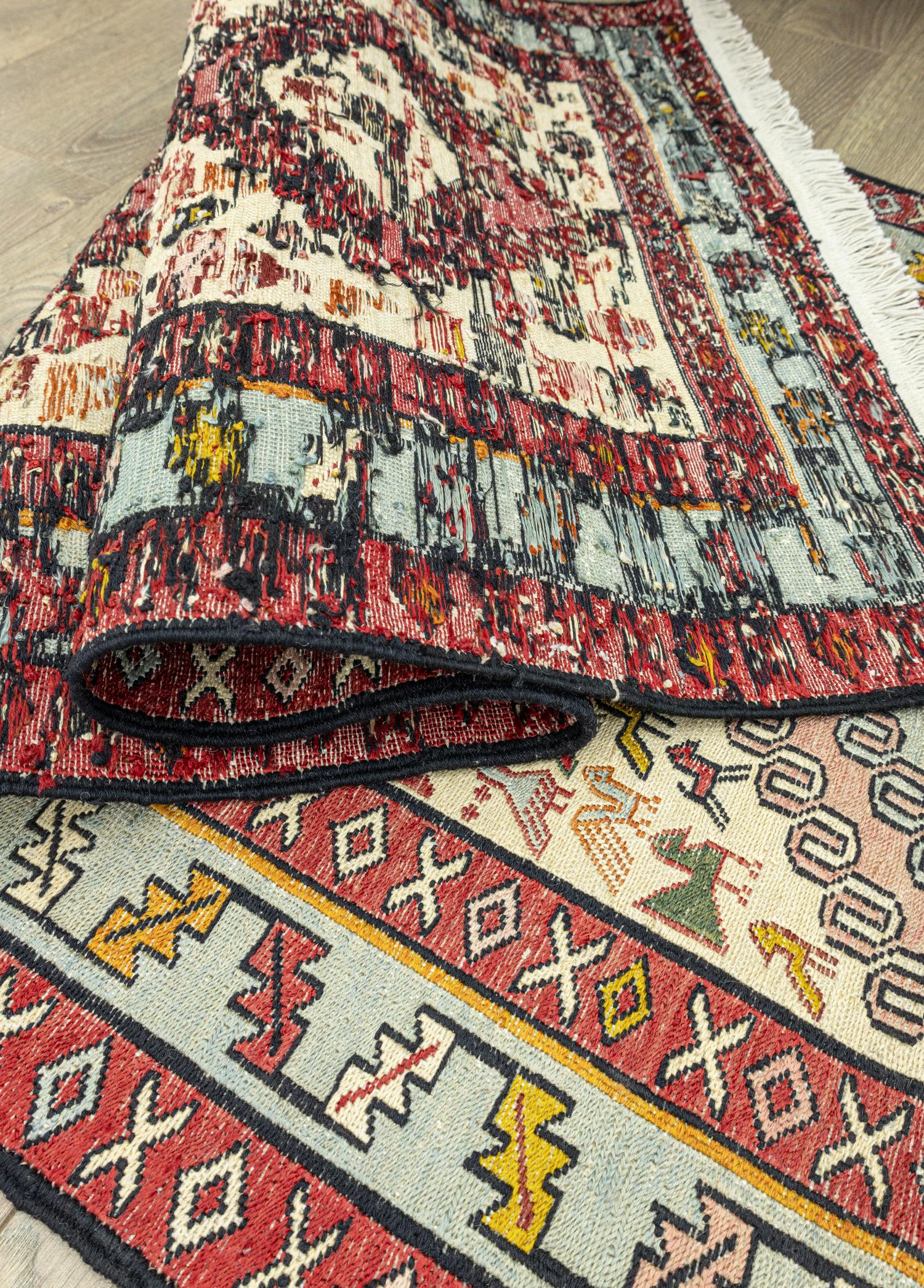 Rosa El Dokuma İpek Kilim Yolluk 71x281 cm