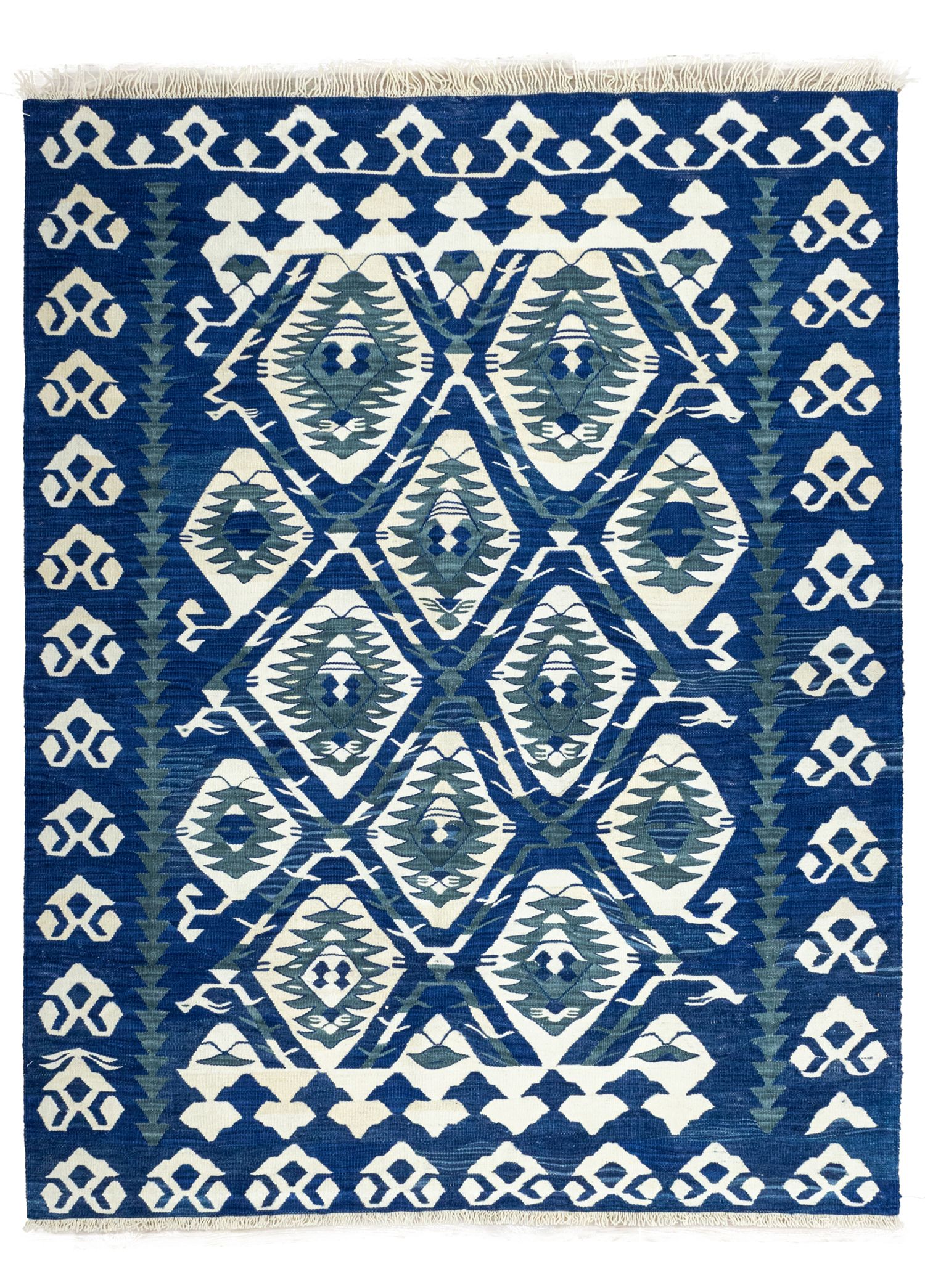 Siyurgal Primitive Patterned Hand Woven Wool Rug 154x194 cm