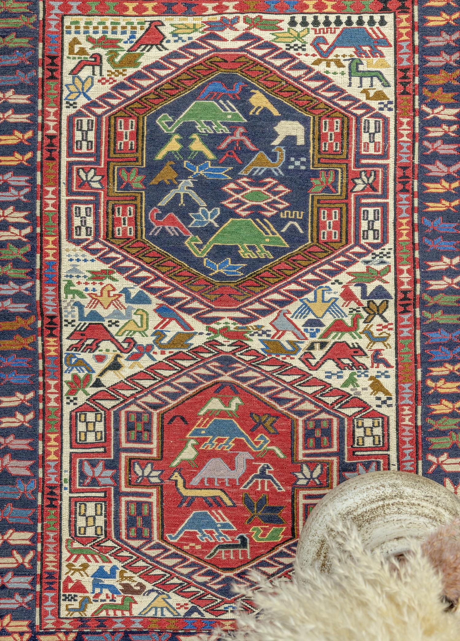 Gulivand Hayvan Figürlü Sumak Kilim 77x102 cm