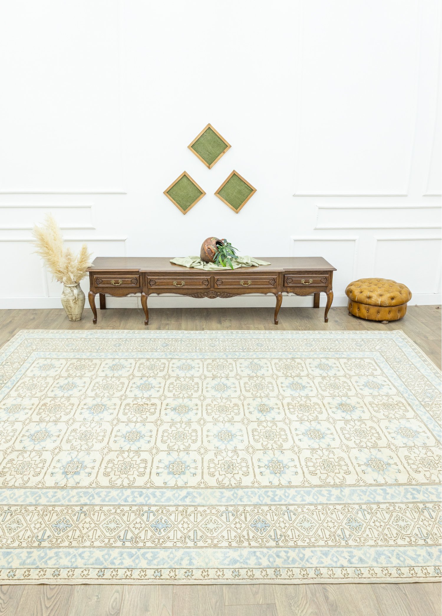 Klark Geometric Patterned Wool Rug, sized 284x346 cm.