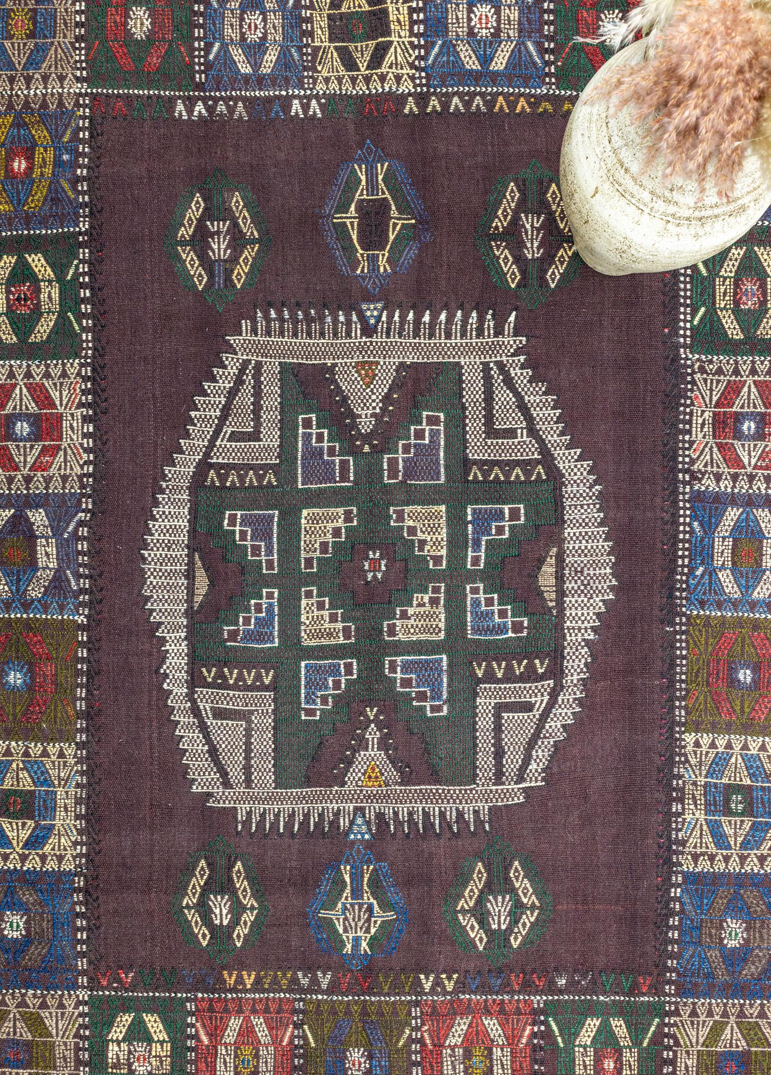 Acelya Rustic Hand-Woven Cicim Wool Kilim 120x168 cm