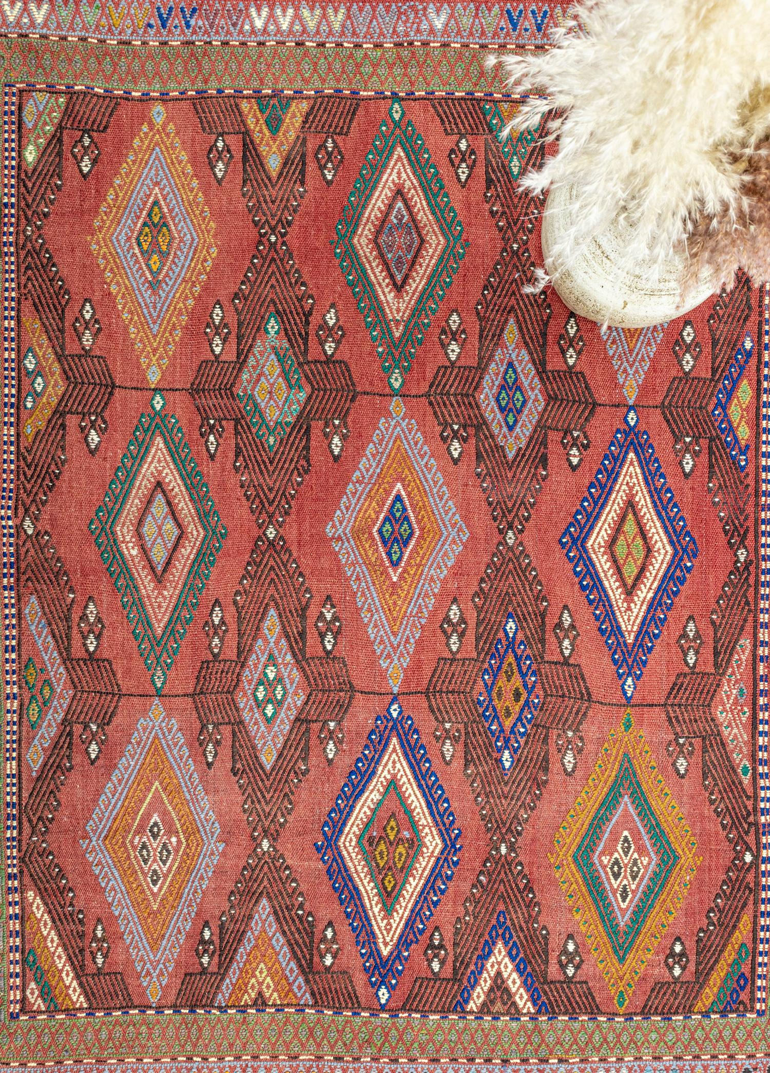 Rinat Etnik Tasarımlı El Dokuma Cicim Kilim 131x159 cm