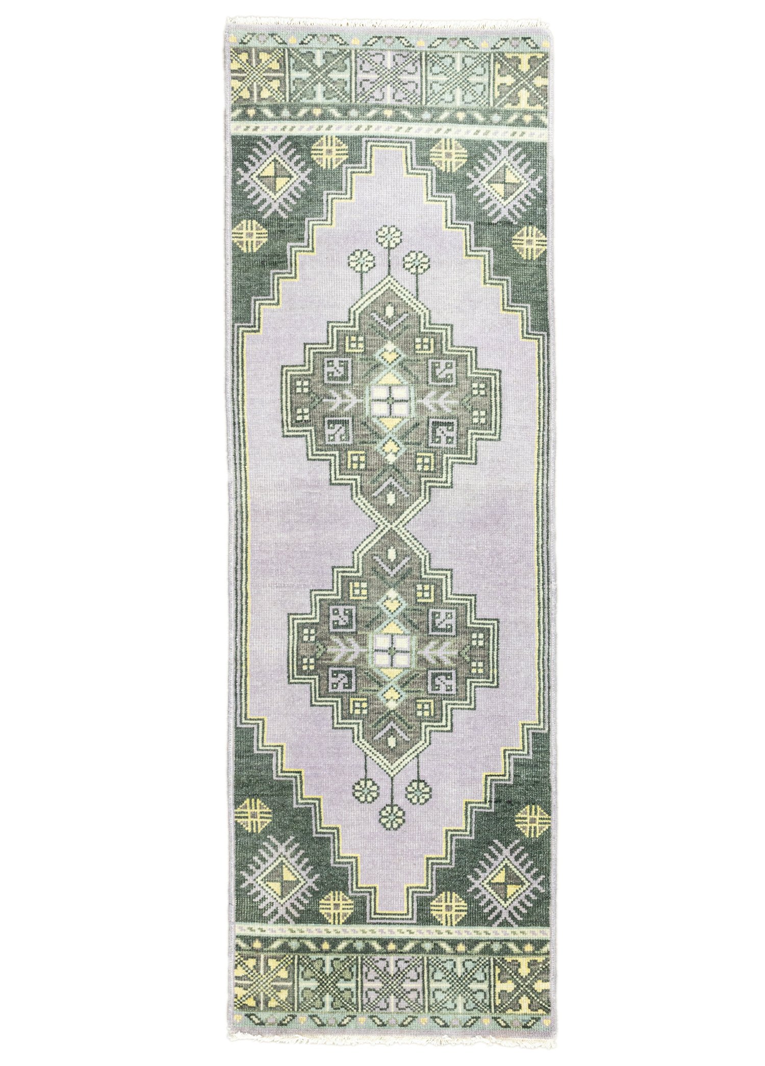 Erdebil Geometric Patterned Wool Runner 73x234 cm