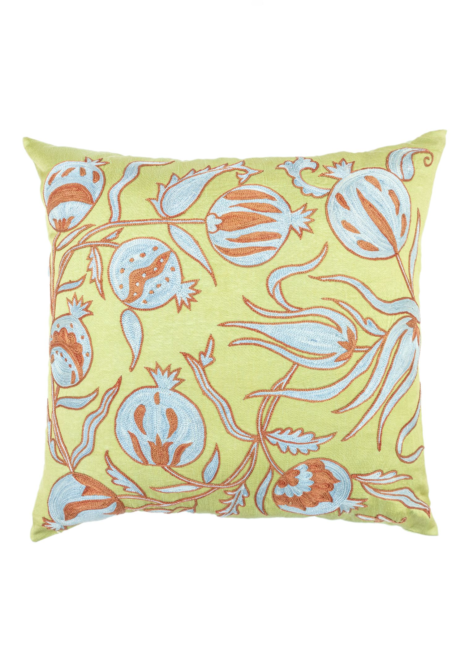  Ahu Floral Design Silk Pillow 45x45 cm