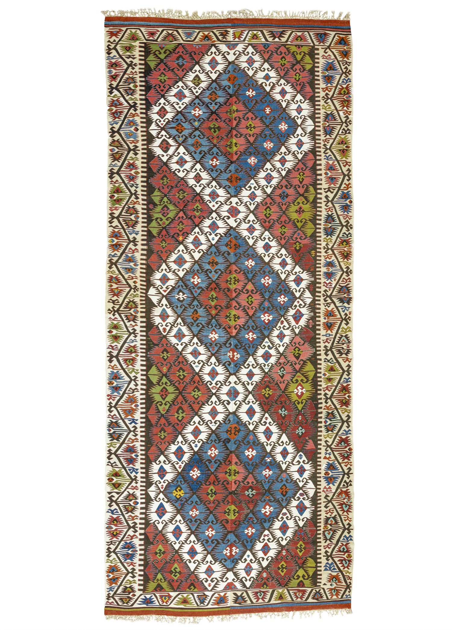 Konya, Ethnic Double-wings Handwoven Antique Kilim