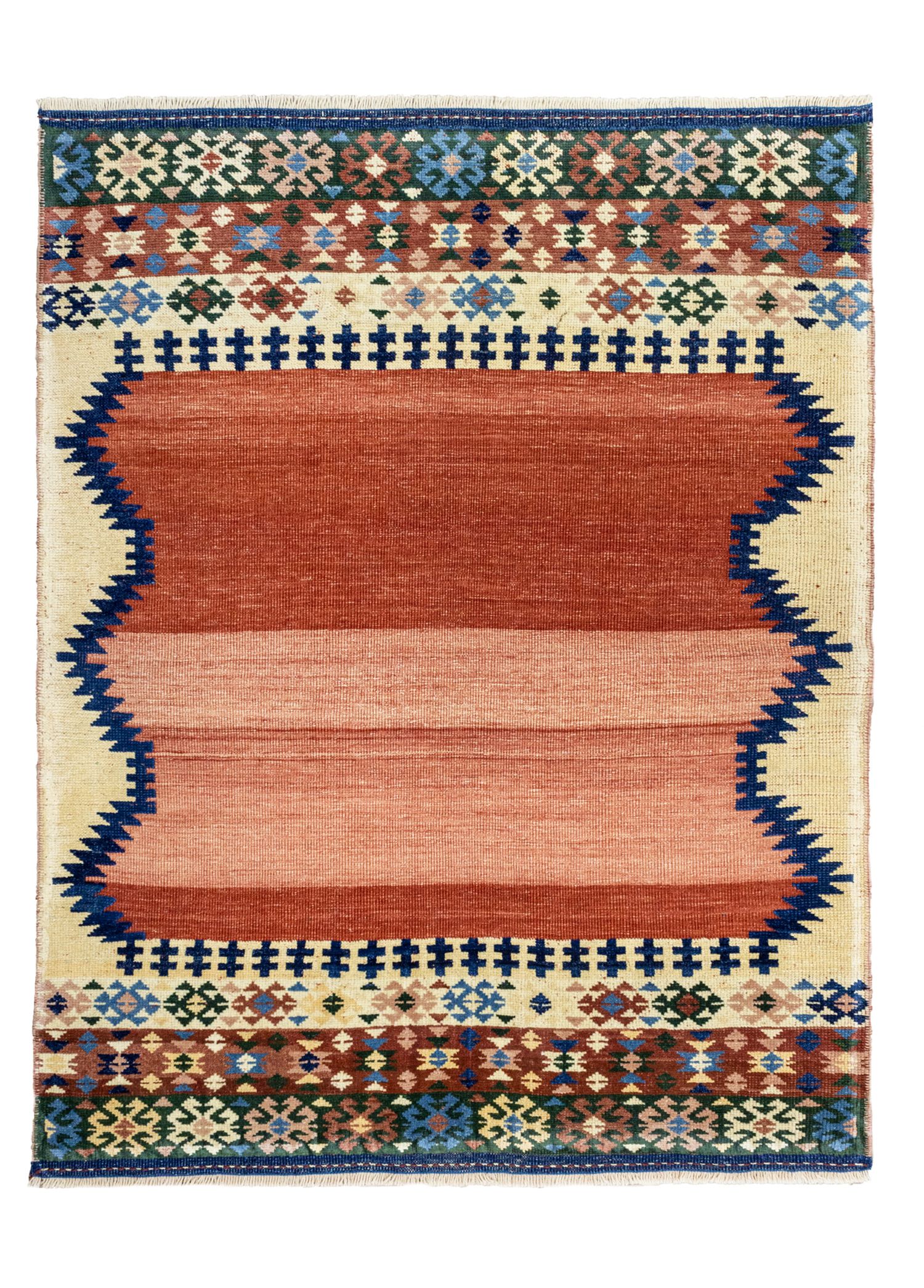 Dalen Ethnic Patterned Hand Woven Wool Carpet Rug 110x142 cm