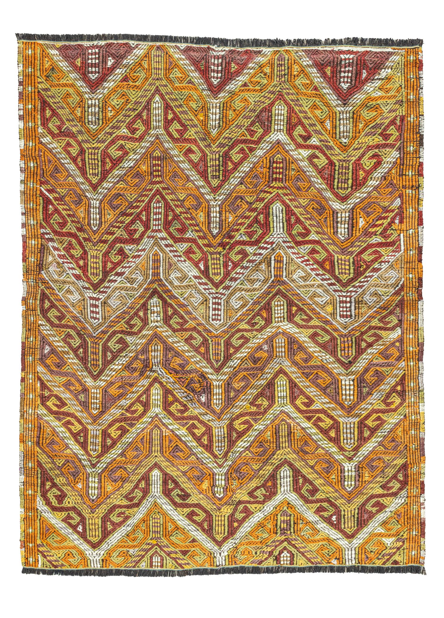 Kortu Ethnic Colorful Hand-Woven Cicim Kilim 131x166 cm