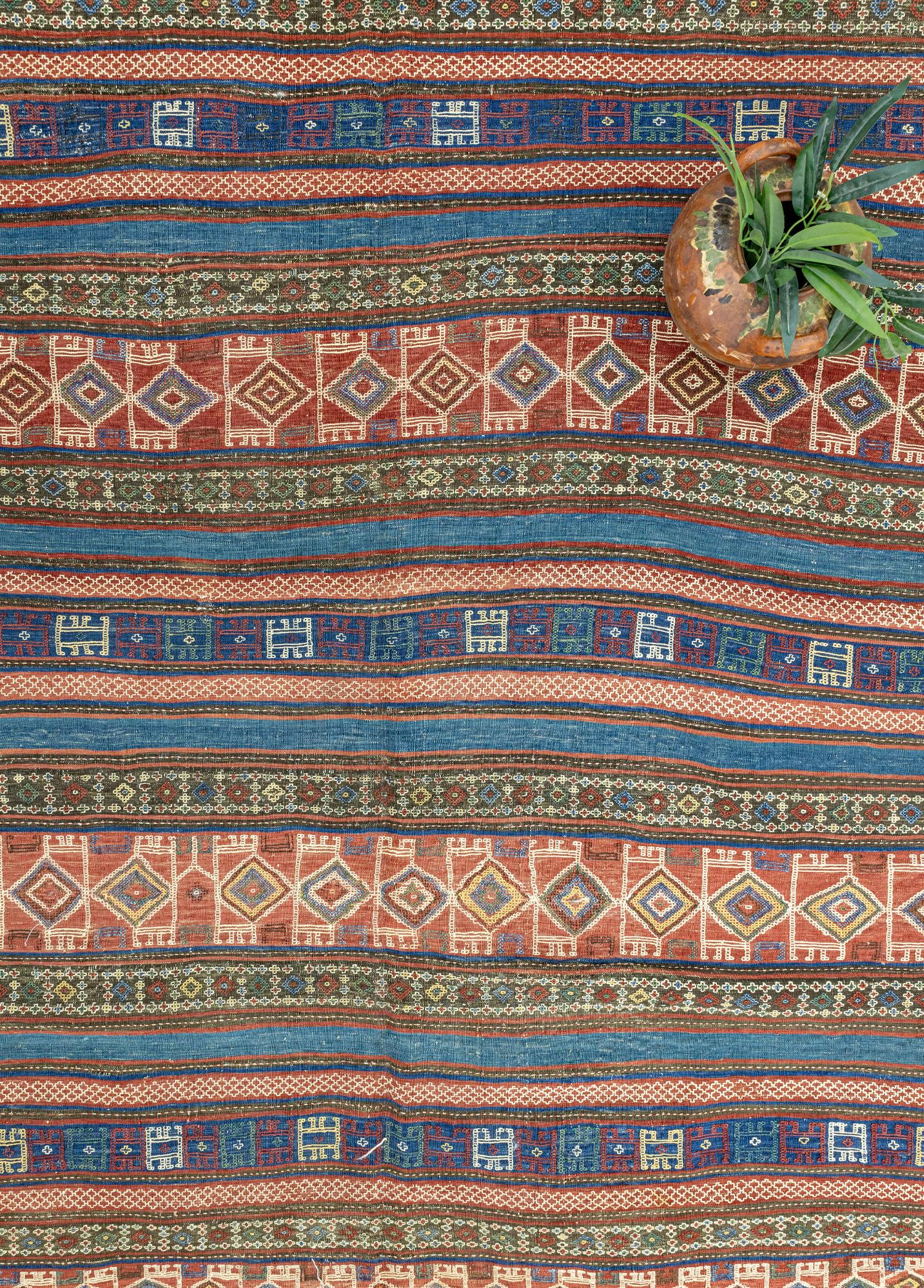 Kafkas, Verne Handwoven Colorful Antique Kilim