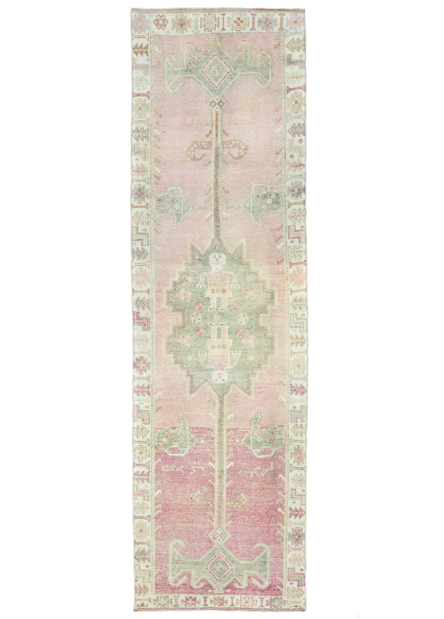 Airat Pastel Colored Hand-Woven Herki Runner 116x414 cm