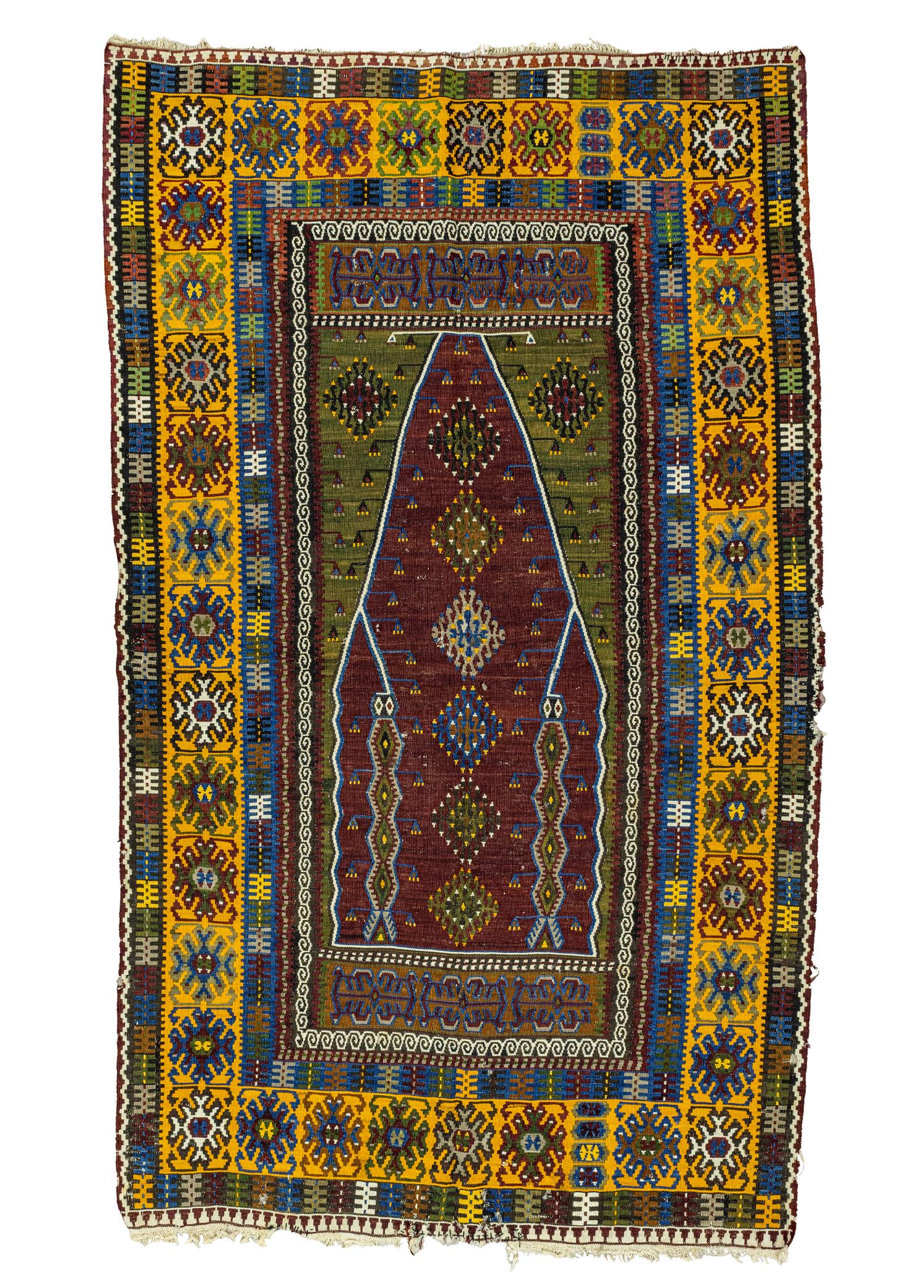 Kayseri, Yahyalı Antique Rug with Mihrap Patterned 131x220 cm