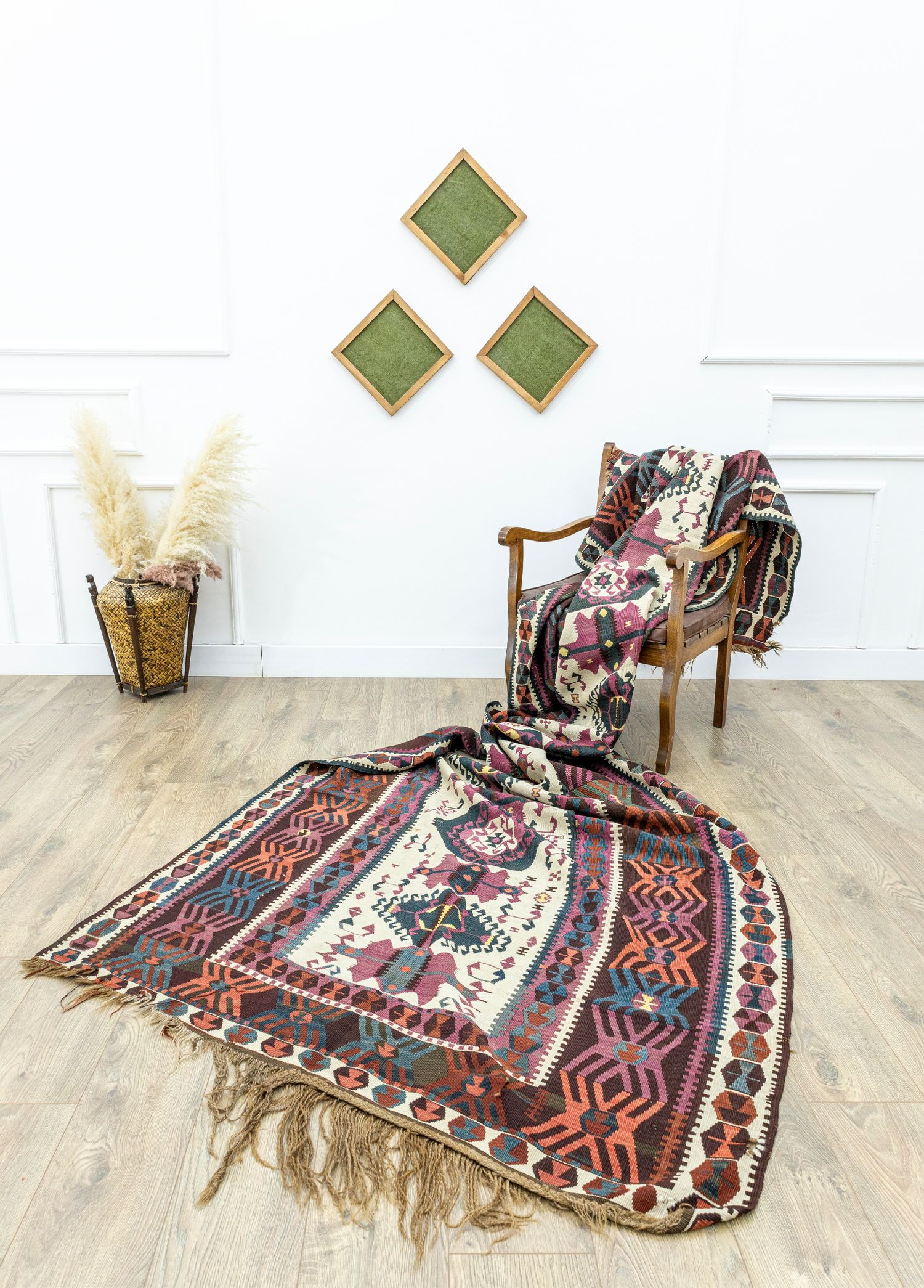 Kars, Kağızman Hand-Woven Antique Kilim Runner 144x392 cm