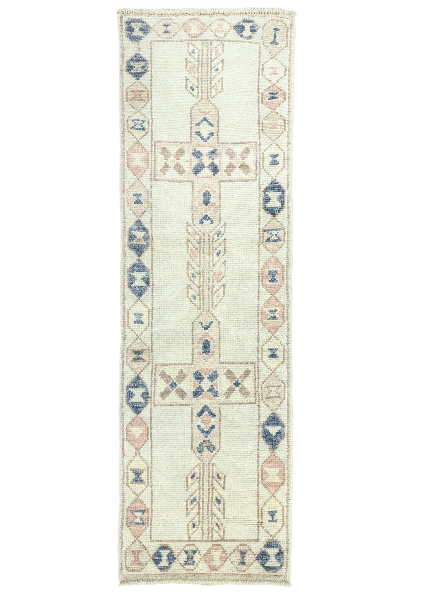 Geray Primitive Patterned Oushak Runner 57x189 cm