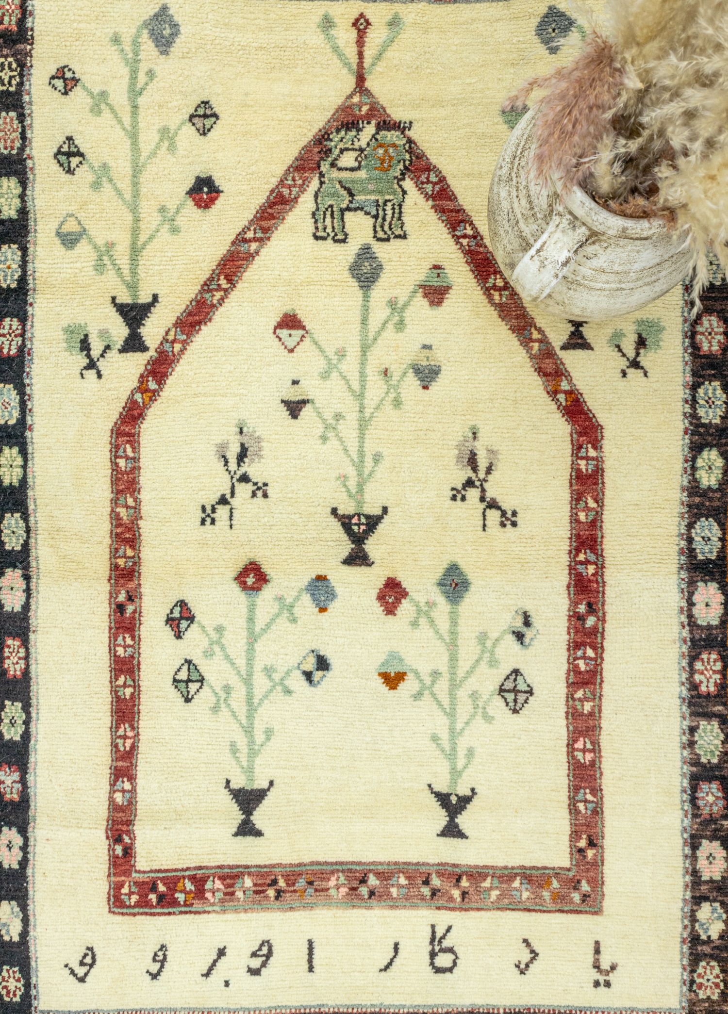 Bayça Floral Patterned Handwoven Rug 104x150 cm