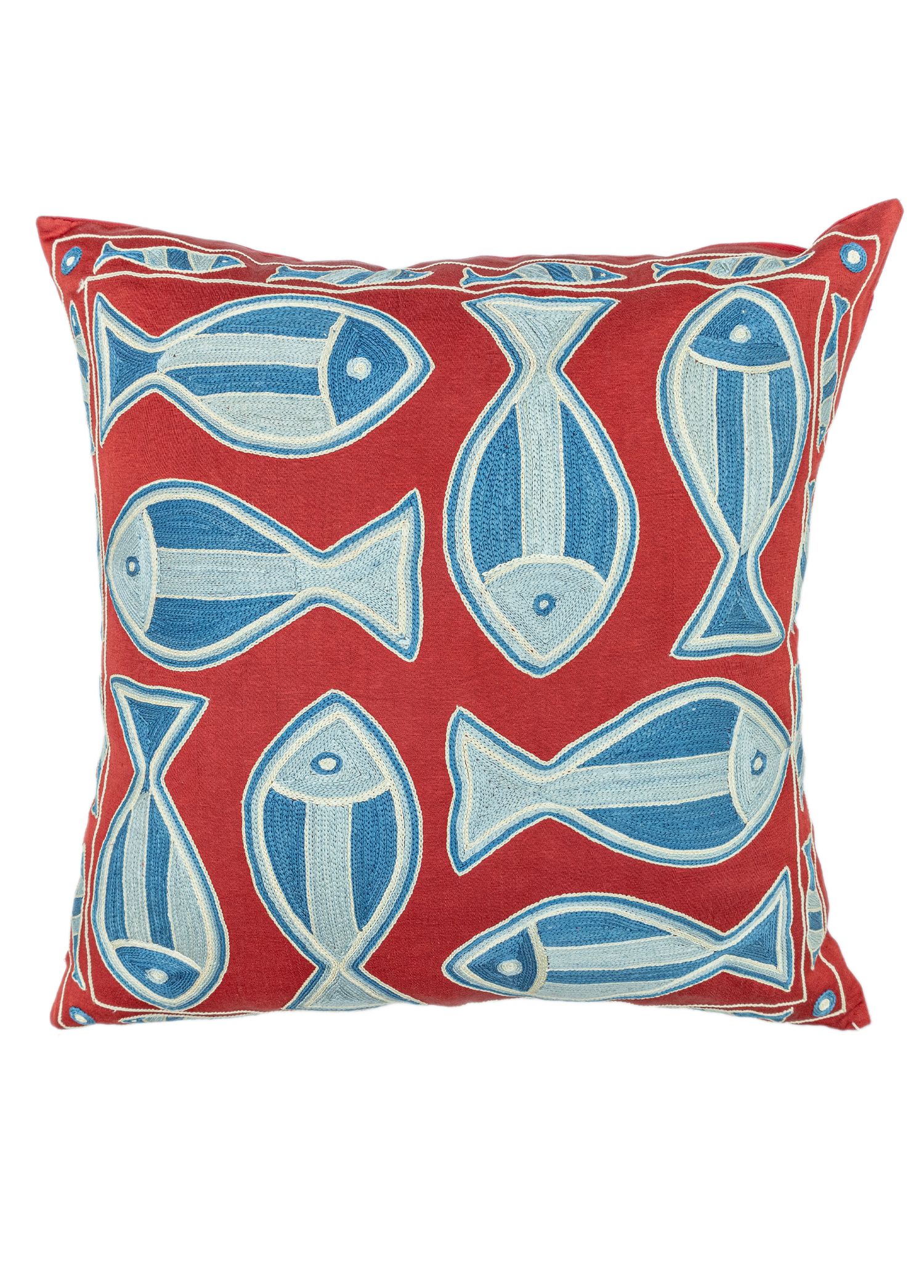 Mogan Fish Patterned Silk Cushion 50x50 cm