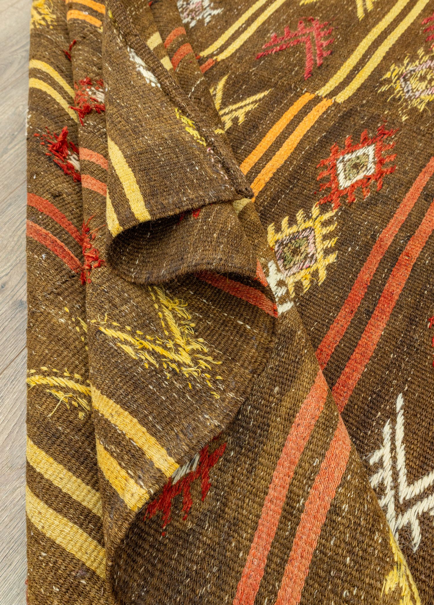 Brownish Striped Three-Panel Kilim 170x389 cm