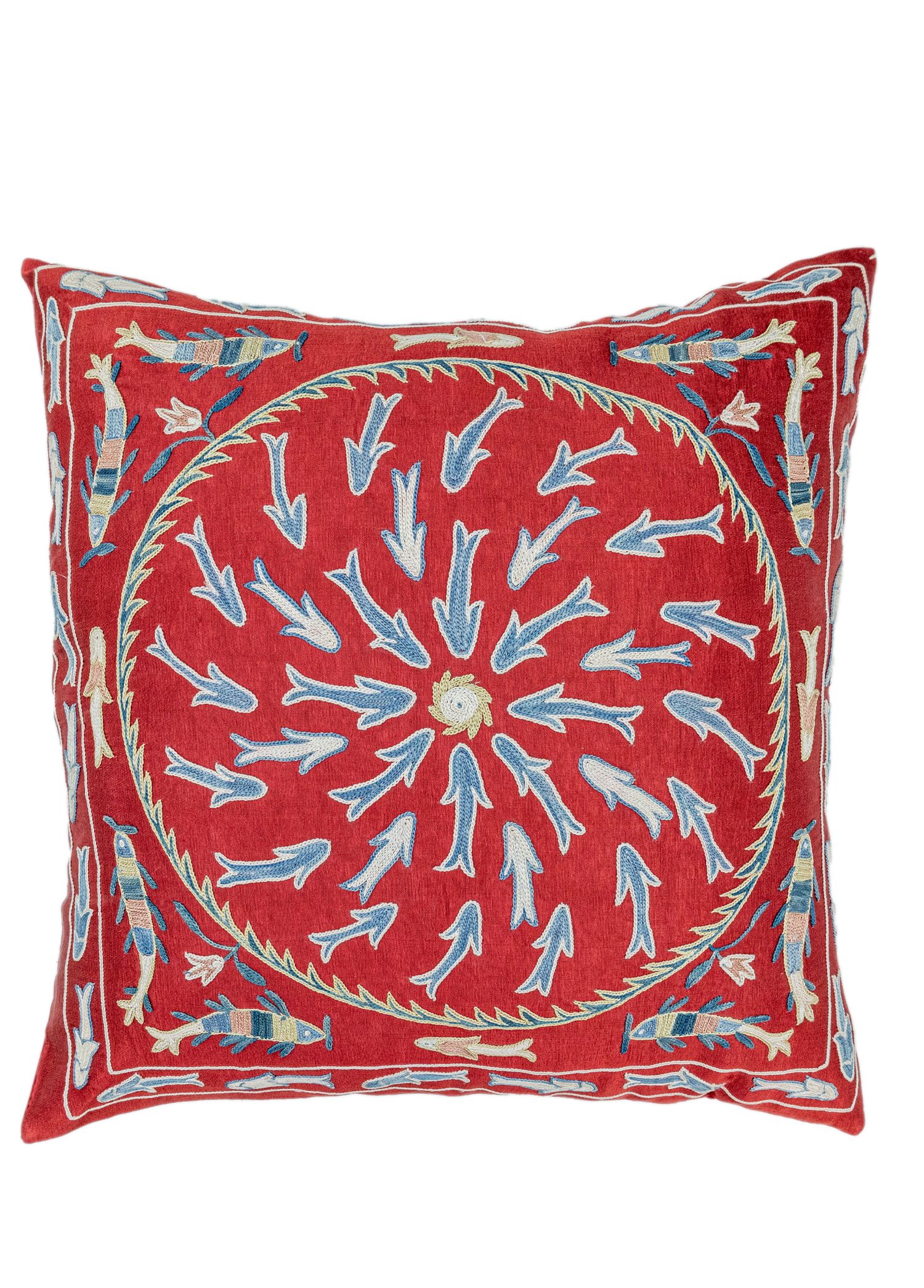 Embroidered Silk Cushion 50x50 cm