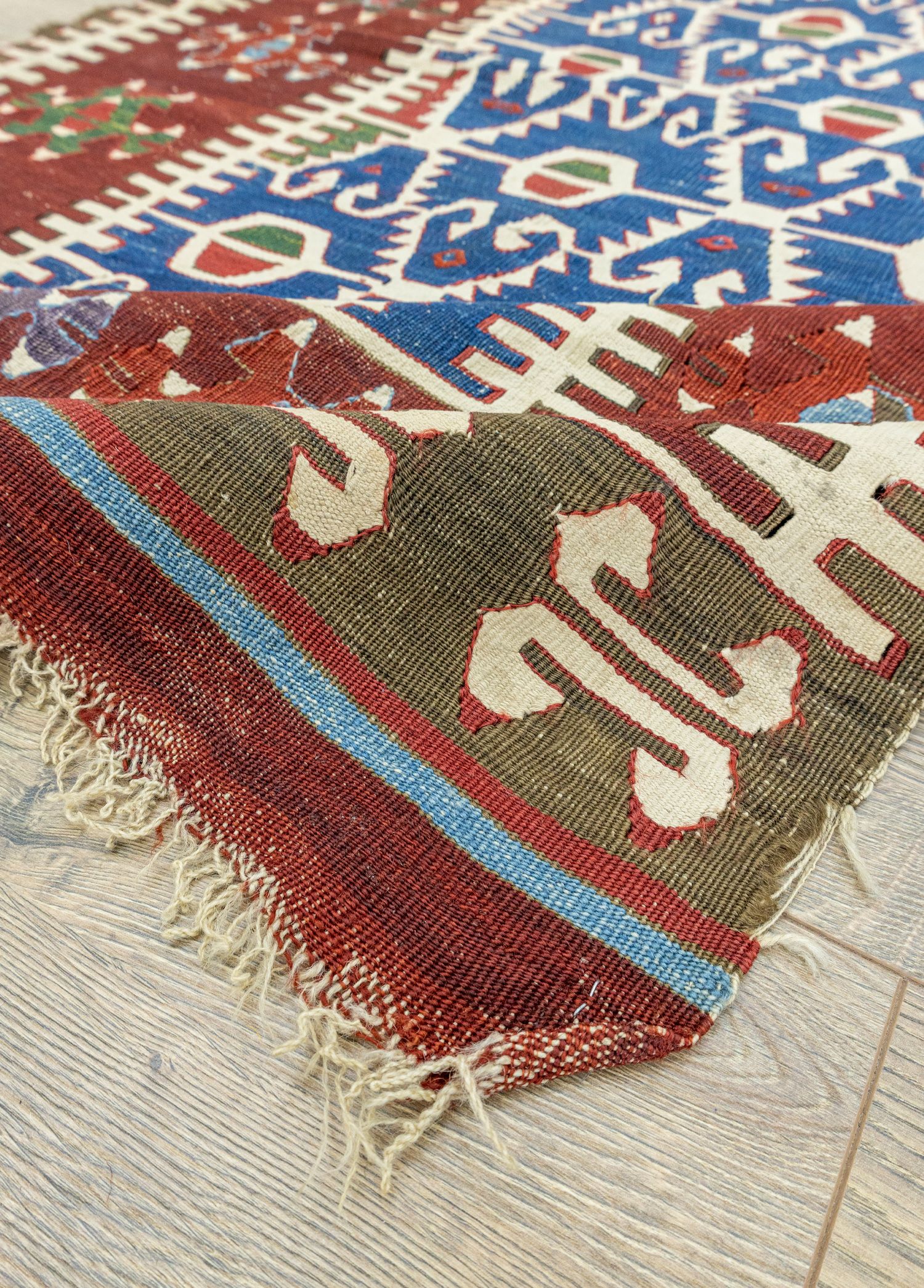 Obruk, Traditional Handwoven Antique Kilim Runner