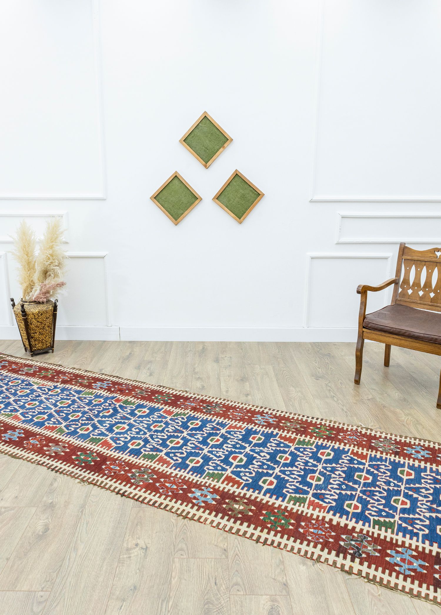 Obruk, Traditional Handwoven Antique Kilim Runner