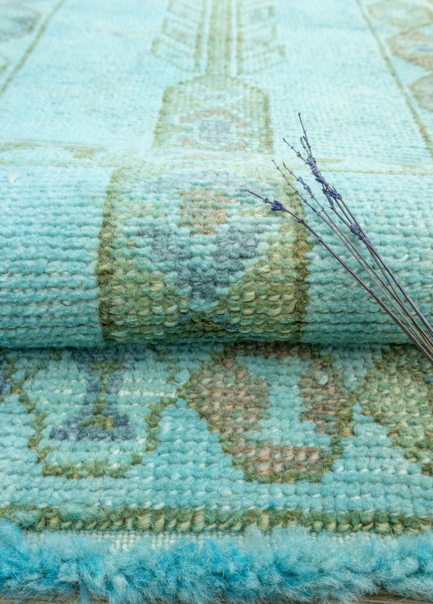 Atela Hand-Woven Blue Wool Runner 57x158 cm