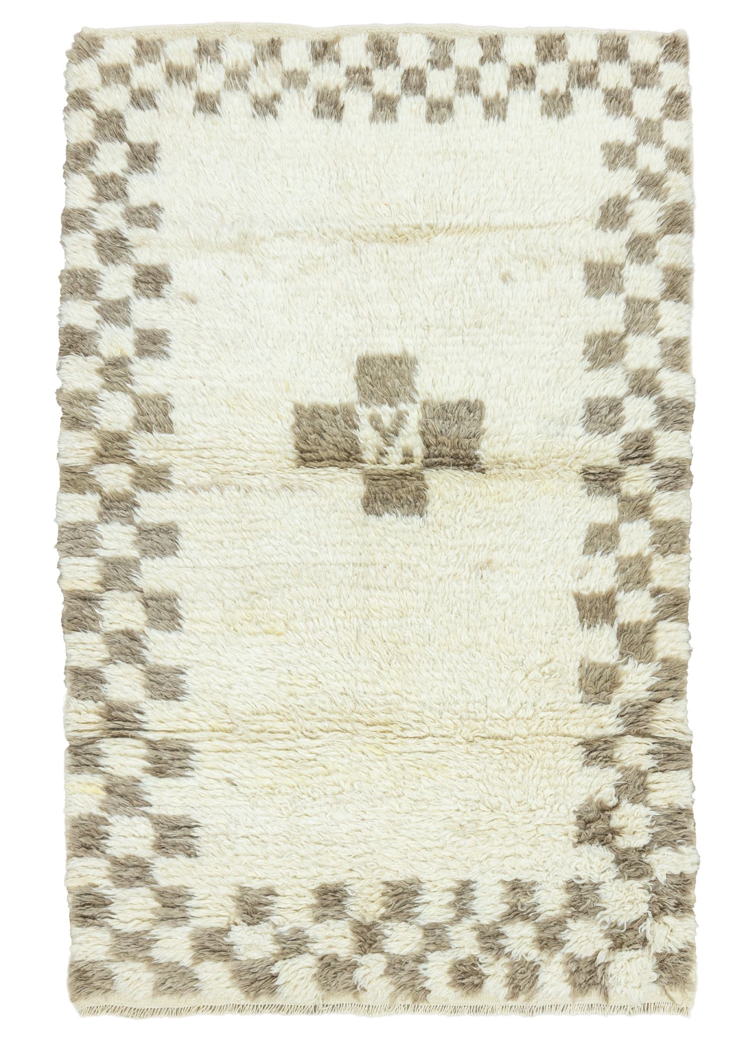  Mary Checkered Handwoven Wool Rug 118x181 cm