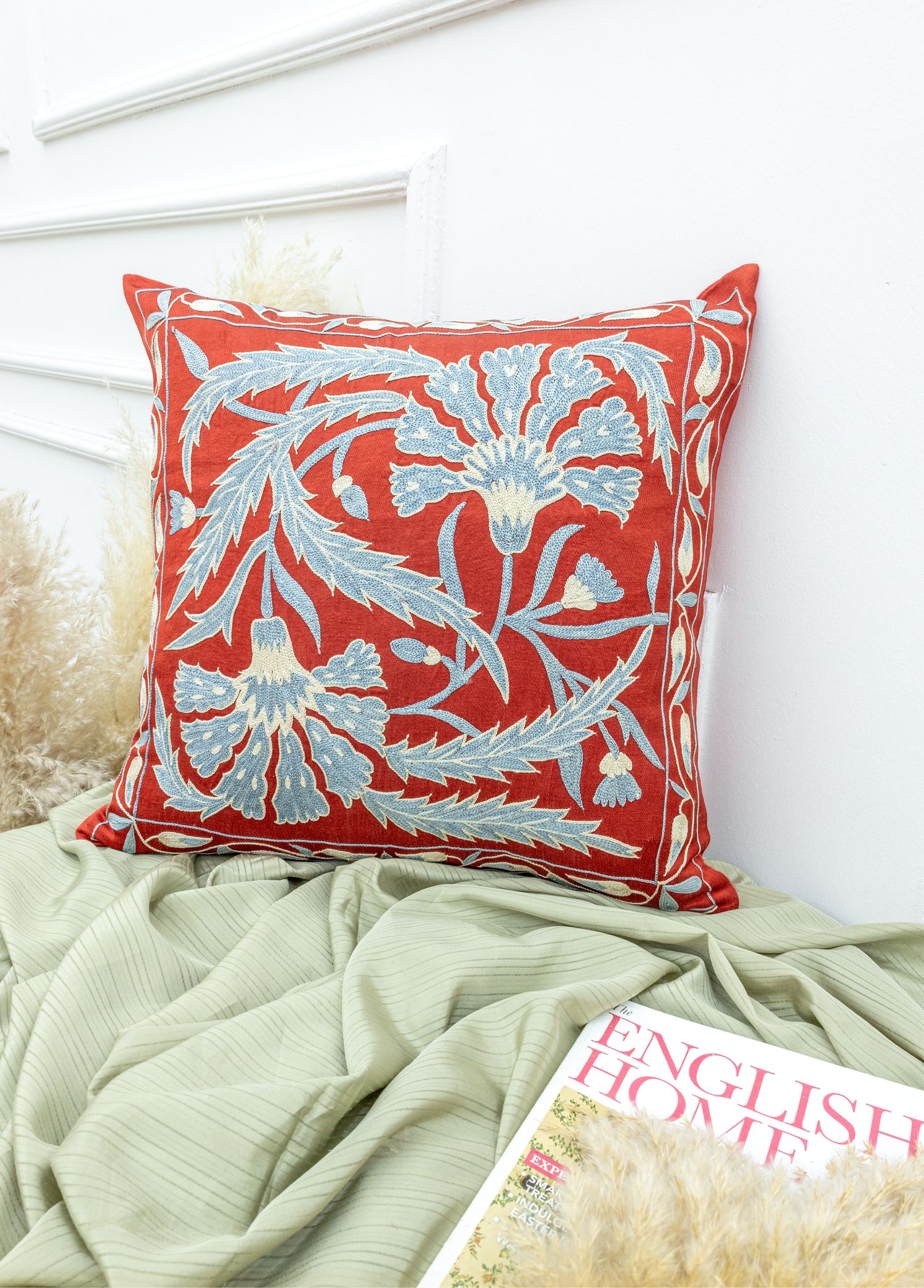 Pamir Red Silk Cushion 45x45 cm