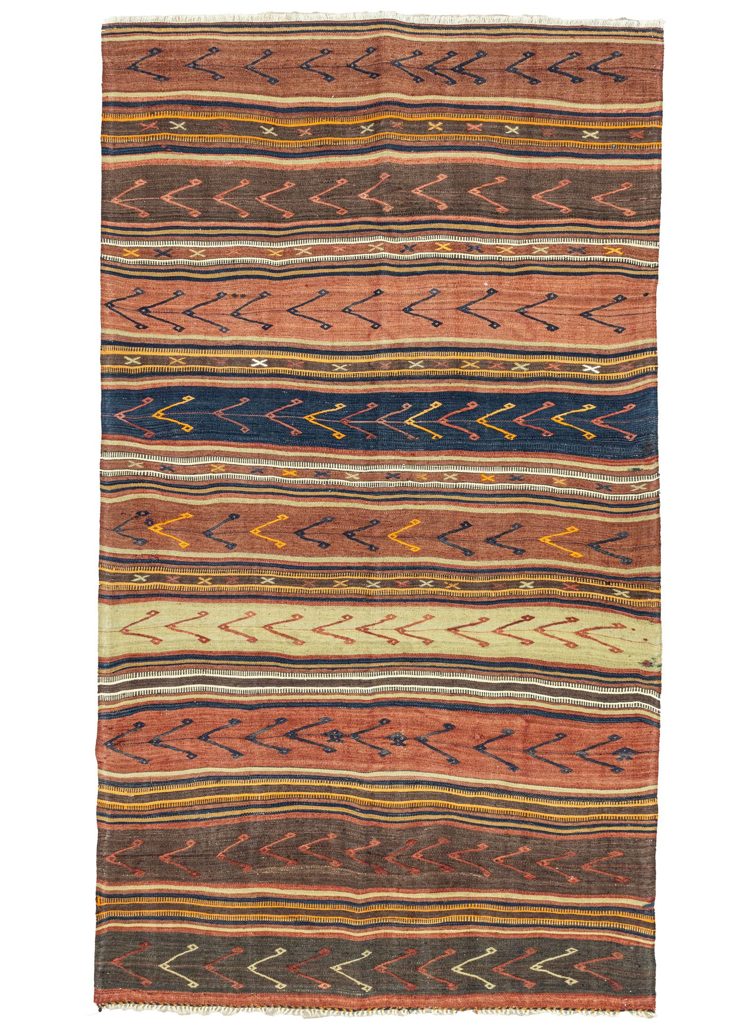 Dirse Embroidered Handwoven Wool Kilim 135x243 cm